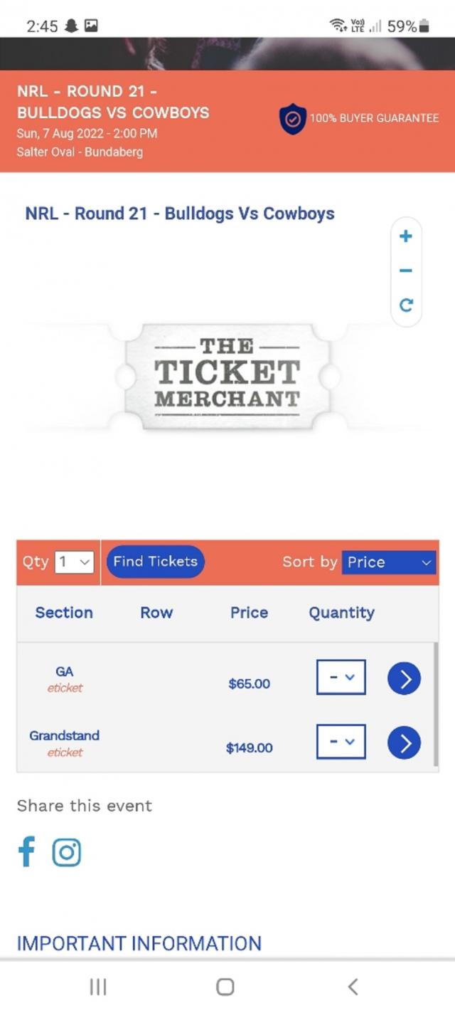 Fake tickets listed for Bundaberg NRL game