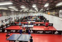 Open table tennis action